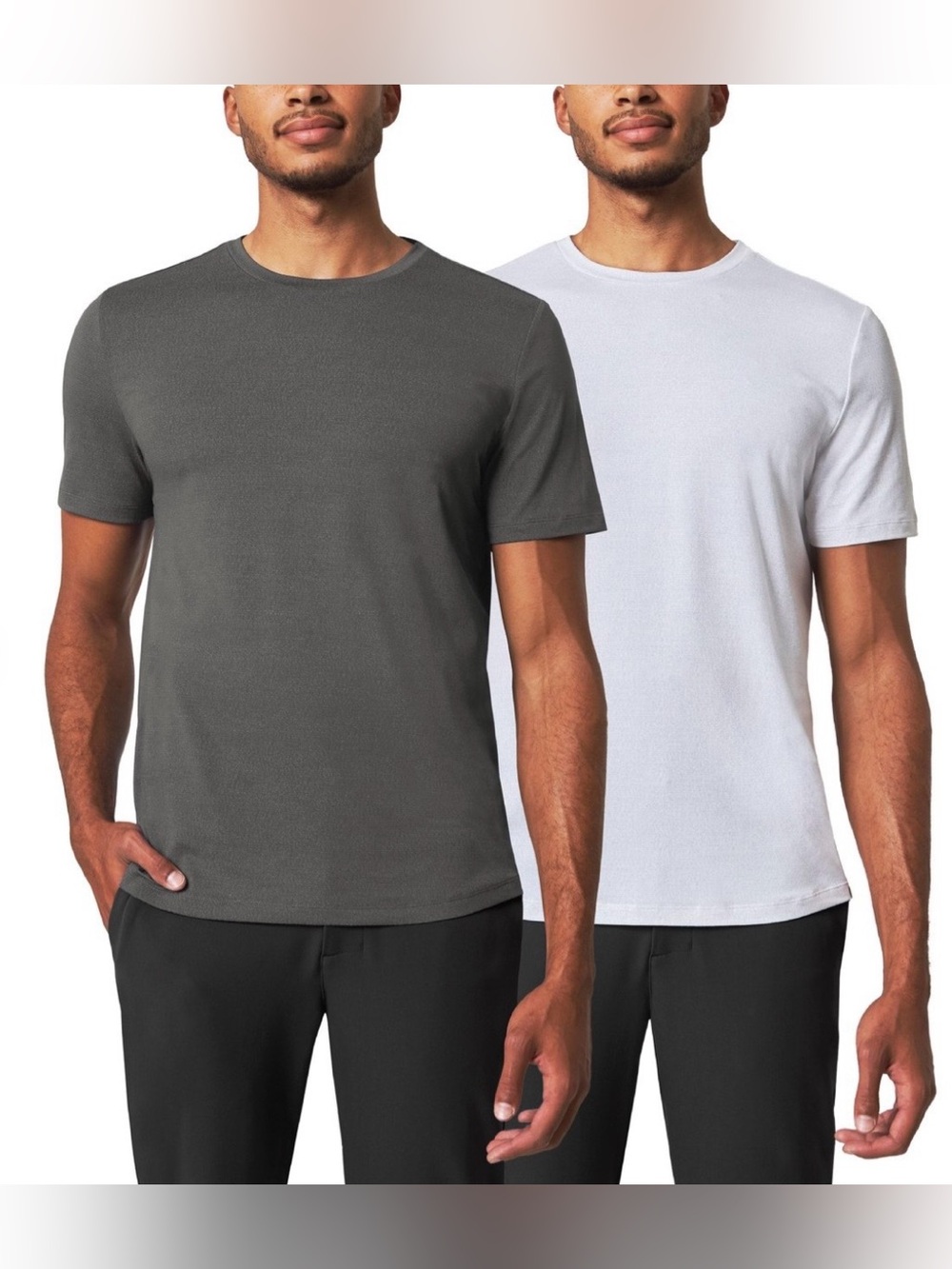 Mondetta Short Sleeve Crew Neck T-Shirts - Gray & White (2-Pack)